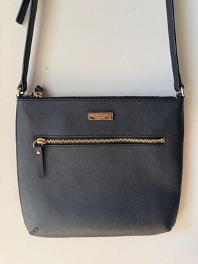 kate spade Black Leather Crossbody with Gold Hardware